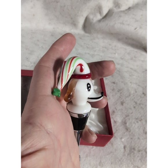 Glass Wine Bottle Stopper  - Christmas Dog - NEW in Box - Picture 5 of 6